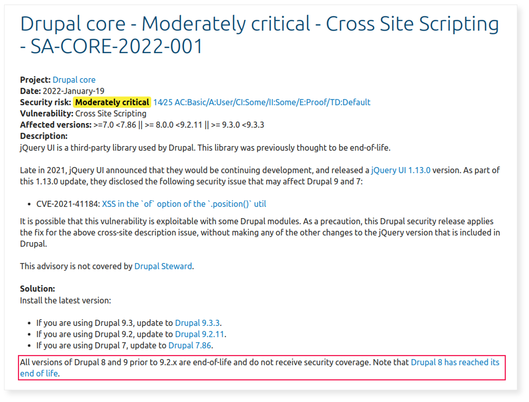 DRUPAL 8 AND 9 END-OF-LIFE