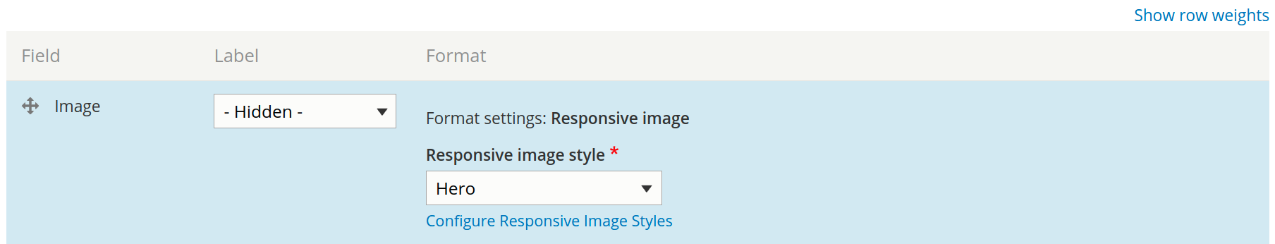 field image format setting