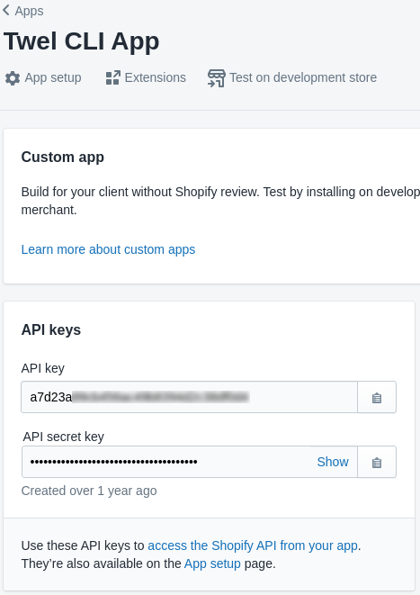 Shopify API Keys